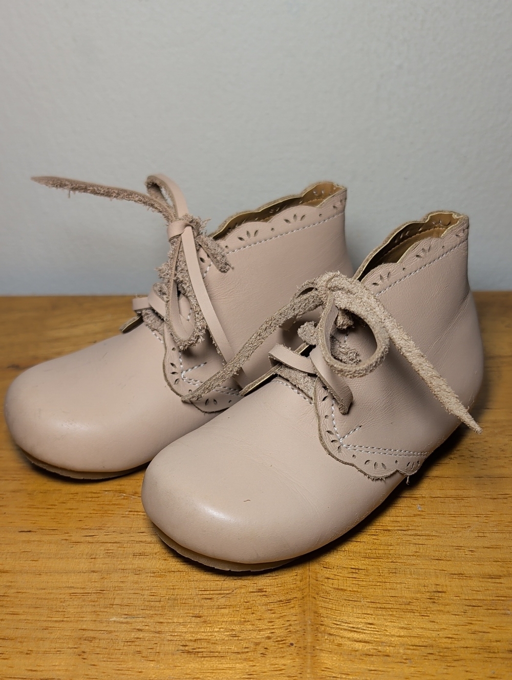 Adelisa & Co. Oatmeal Primavera Leather Booties Cottagecore Toddler Girls Size 7